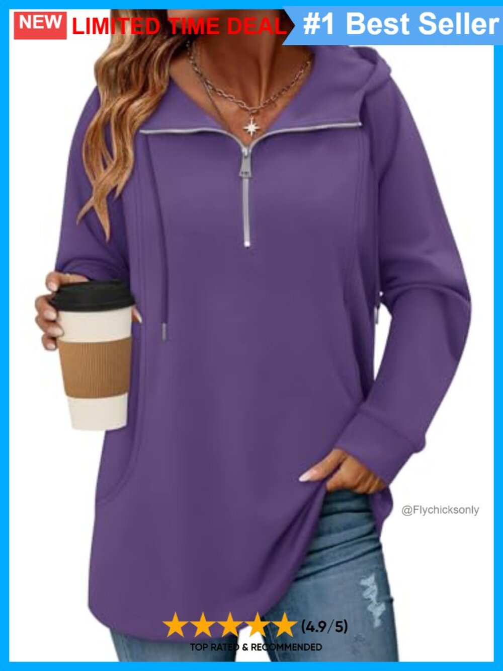 Women's Quarter Zip Hoodie Pullover Scuba Sweatshirt with Pockets
